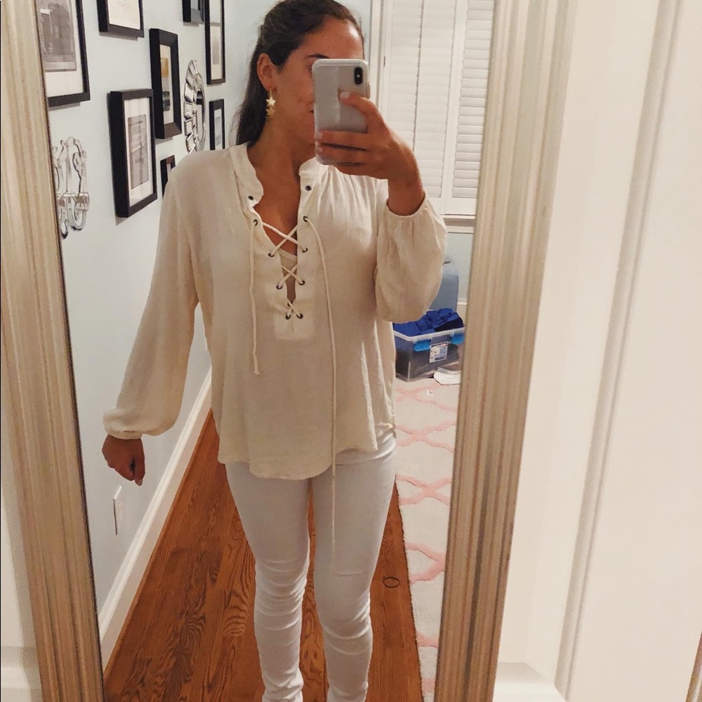 Karlie Lace Up Gauze Top